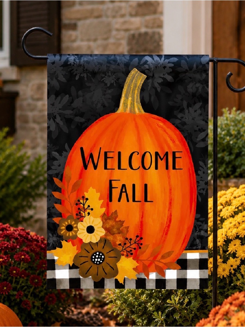 Welcome Fall Pumpkin Garden Flag - Orange